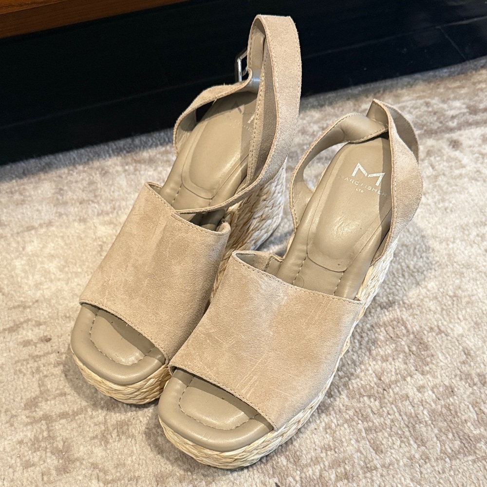 Marc Fisher Tan Wedge Sandals